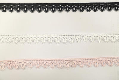 Shiny Poly Yarn Water-Solution Embroidered Tulle Lace Trim SH17590